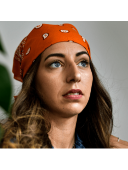 Bandana 55 cm Orange Profond Au Motif Paisley Original