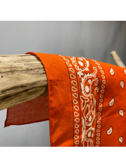 Bandana 55 cm Orange Profond Au Motif Paisley Original