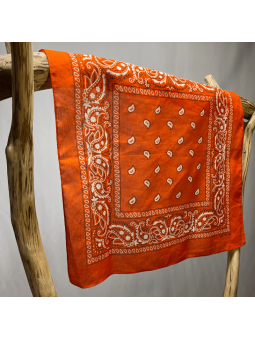 Bandana 55 cm Orange Profond Au Motif Paisley Original
