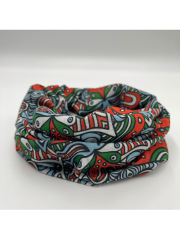 Tour de Cou Rouge Vert et Bleu Motif Ethnique