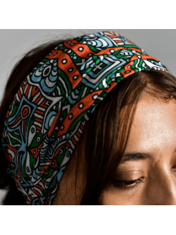 Tour de Cou Rouge Vert et Bleu Motif Ethnique