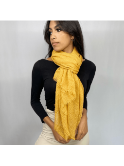 Écharpe 180 cm Douce Uni Aux Couleurs Jaune Moutarde