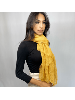 Écharpe 180 cm Douce Uni Aux Couleurs Jaune Moutarde