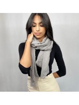 Écharpe 180 cm Douce Uni Aux Couleurs Gris Bonifacio Premium