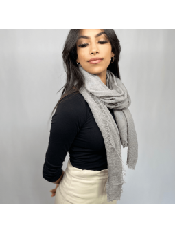 Écharpe 180 cm Douce Uni Aux Couleurs Gris Bonifacio Premium