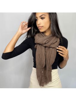 Écharpe 180 cm Douce Uni Aux Couleurs Chocolat Profond Premium