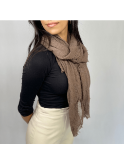 Écharpe 180 cm Douce Uni Aux Couleurs Chocolat Profond Premium