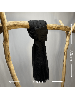 Écharpe 180 cm Douce Uni De Couleurs Noir Intense Premium