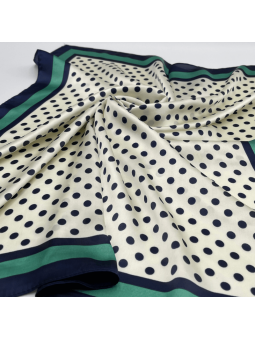 Foulard Carré 70 cm à Petit Point Bleu Liseré Vert