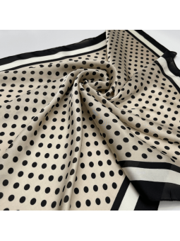 Foulard Carré 70 cm à Petit Point Noir Liseré Blanc