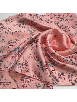 Foulard Carré 70 cm Rose Claire Aux Délicates Fleurs De Cerisier