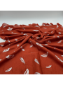 Écharpe 180 cm Rouge Brique à Pompons et Plumes Argentée