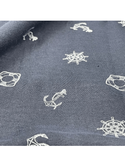 Écharpe 180 cm Bleu Nuit Aux Motifs Imprimés Marin