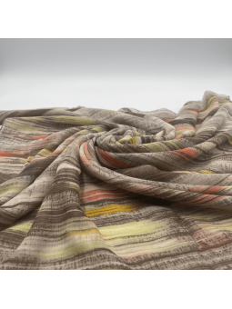 Écharpe 180 cm Gris Souris Rayé Avec Des Touche De Rose Orangé