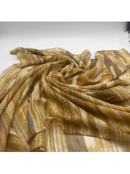 Écharpe 180 cm Café Crème Rayé Avec Des Touche De Beige