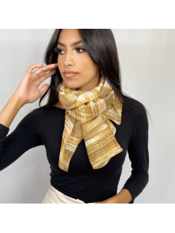 Écharpe 180 cm Café Crème Rayé Avec Des Touche De Beige