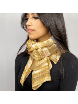 Écharpe 180 cm Café Crème Rayé Avec Des Touche De Beige