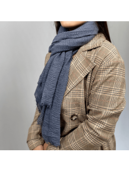 Écharpe 180 cm Douce Uni Aux Couleurs Gris Bleutée