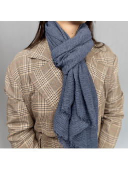 Écharpe 180 cm Douce Uni Aux Couleurs Gris Bleutée