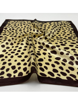 Petit Foulard Carré Au Motif Léopard Noir 50cm Soyeux Et Brillant