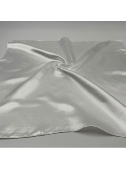 Petit Foulard Carré Monochrome Blanc Ivoire De 50 cm Satiné Et Brillant