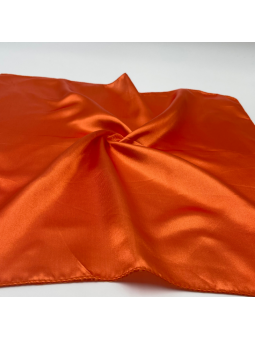 Petit Foulard Carré Monochrome Orange Cuivré De 50 cm Satiné Et Brillant