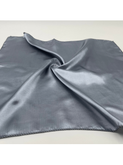 Petit Foulard Carré Monochrome Gris Pétrole De 50 cm Satiné Et Brillant