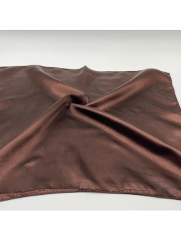 Petit Foulard Carré Monochrome Chocolat Cuivré De 50 cm Satiné Et Brillant