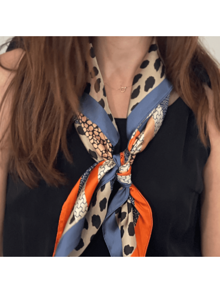 Foulard carré de Soie Multicolore Sarar Vintage Cadeau pour Femme FO411