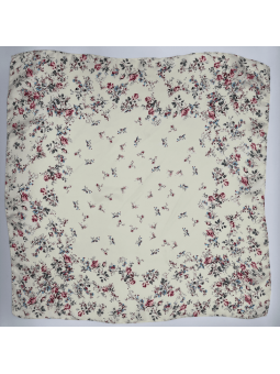 Foulard Carré 70 cm Aux Motifs Délicats De Fleurs De Cerisier Beige
