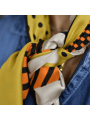 Foulard Carré 70 cm Jaune, Noir et Orange Aux Motifs Géométriques Abstrait